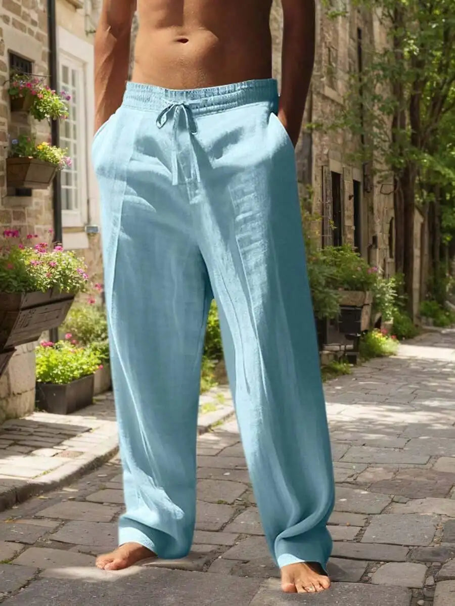 Men's Linen Wide Leg Casual Pants Are Loose Fitting, Breathable And Comfortable, Suitable For All Seasons And Versatile