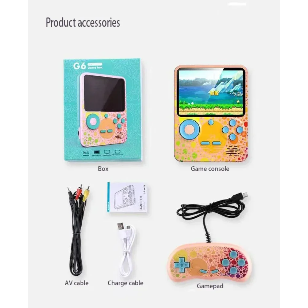 G6 Game Console 3.5 Inch Screen Handheld Portable Support 2 Players Video Gaming Machine for Kids