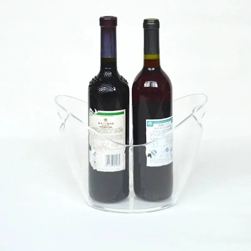 New 4L/8L Clear Plastic Ice Cube Storage Bucket or Champagne Bottles Ice Cooler Bar Decor for Home Kitchen Bar Cafe Use