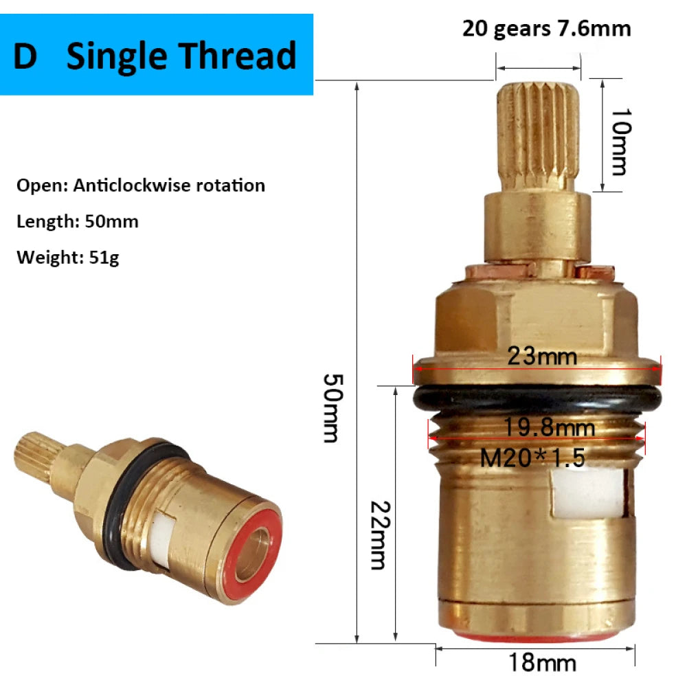 Copper Ceramic Disc Valve Counter/Clockwise Single/ Double Thread For Most Double Handles Kitchen Bathroom Basin Taps 10 Models