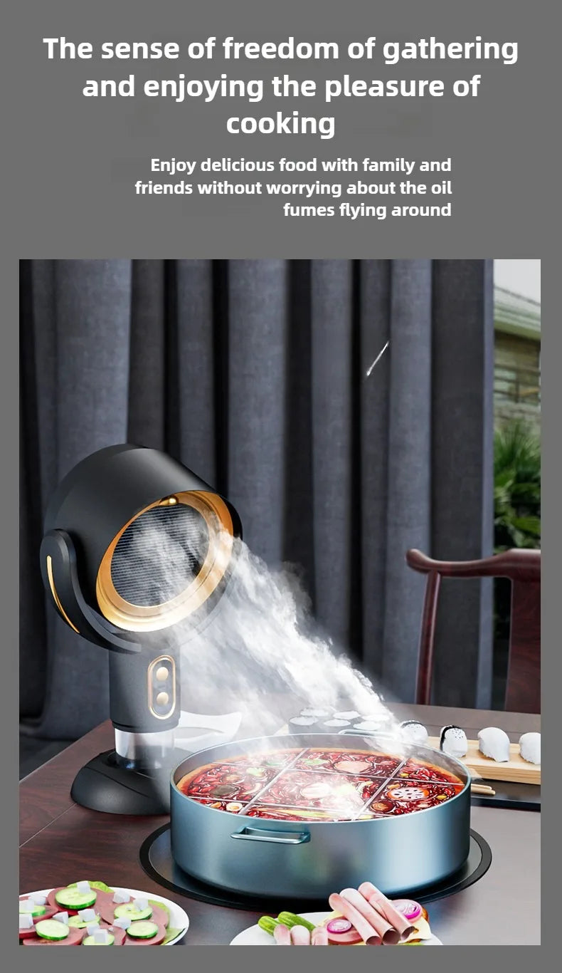 Small desktop range hood, portable charging, deodorization, air filtration, smoking machine, barbecue, hotpot companion.