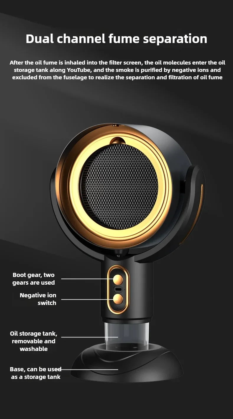 Small desktop range hood, portable charging, deodorization, air filtration, smoking machine, barbecue, hotpot companion.