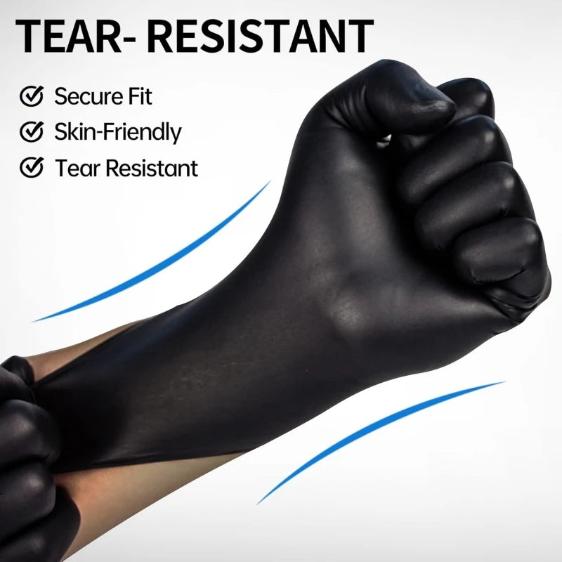 50/100PCS Disposable Nitrile Gloves Black Kitchen Gloves for Household Cleaning Dishwashing Gardening Work Beauty Tattoo Gloves