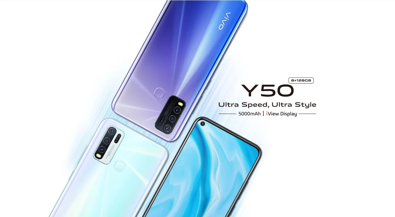 VIVO Y50 4G Smartphone Global Firmware Snapdragon 665 Octa Core 6.53" 5000mAh 8GB 128GB 16.0MP Cameras Y 5 Used Phone