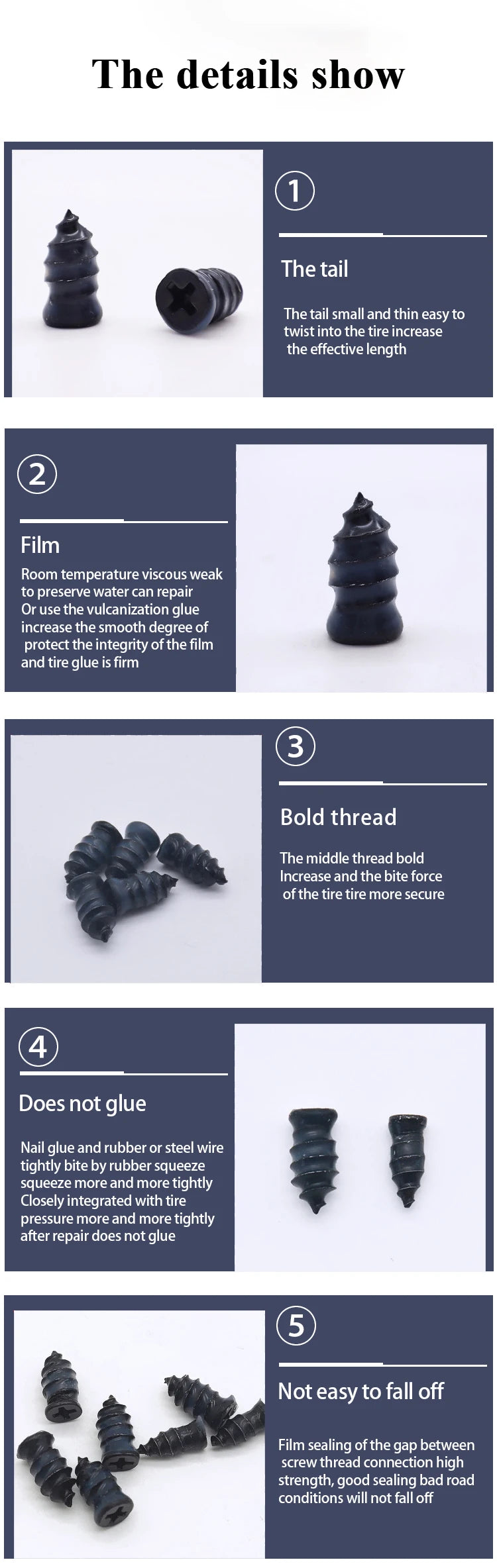 Car Motorcycle Vacuum Tyre Repair Nails 10-60pcs Truck Scooter Bike Tire Puncture Repair Tools Rubber Metal Nails Accessories