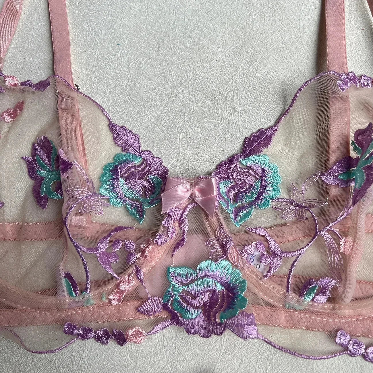 Lenceria Sexi Porno Mujer Sutiã Bordado De Renda Sutiã Tra Lenceria Set Yimunancy-Conjunto De Lingerie Bordado Floral Feminino