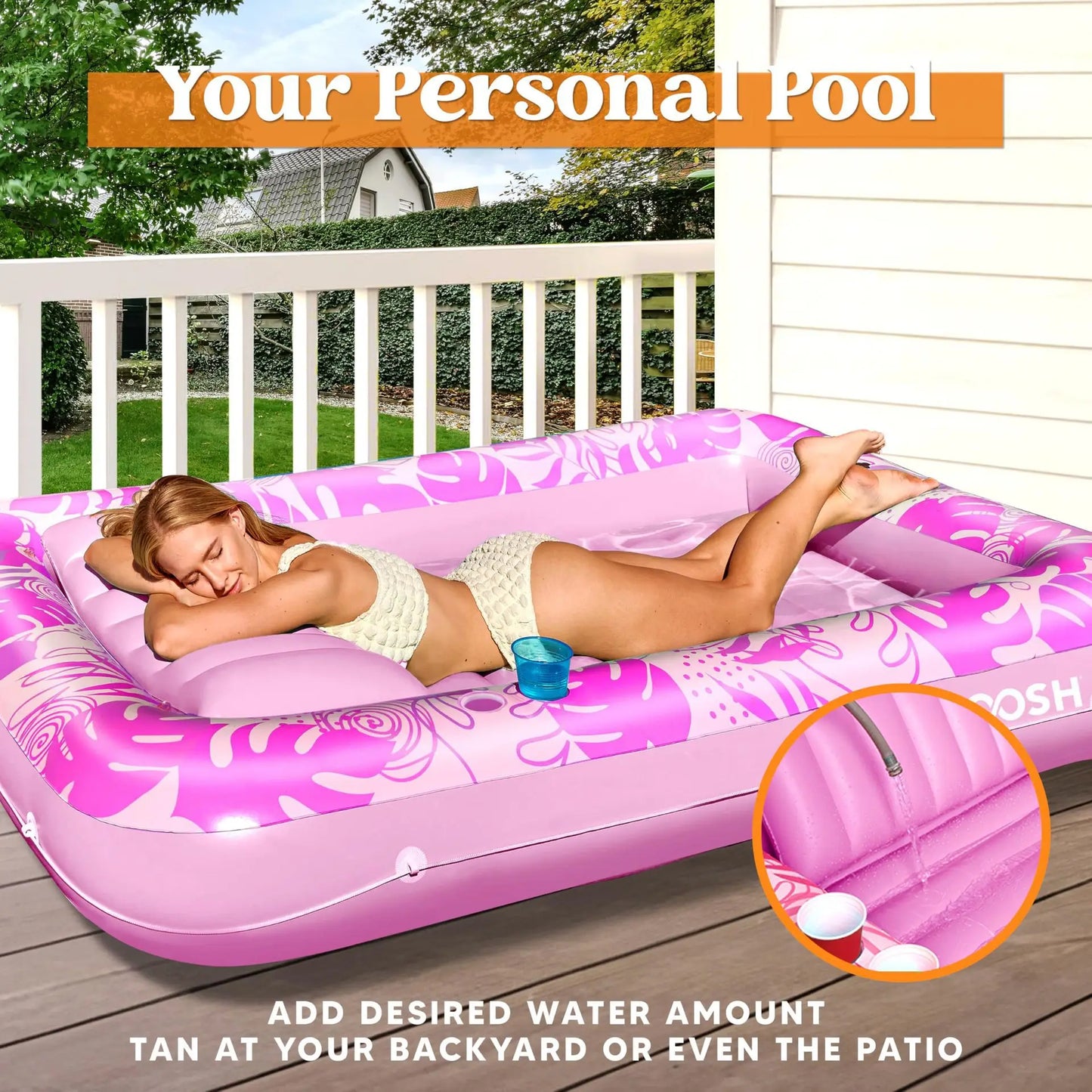 Adult Inflatable Tanning Pool Lounger Large Bathtub Water Bed Cross-Border in Stock for Relaxation And Sunbathing