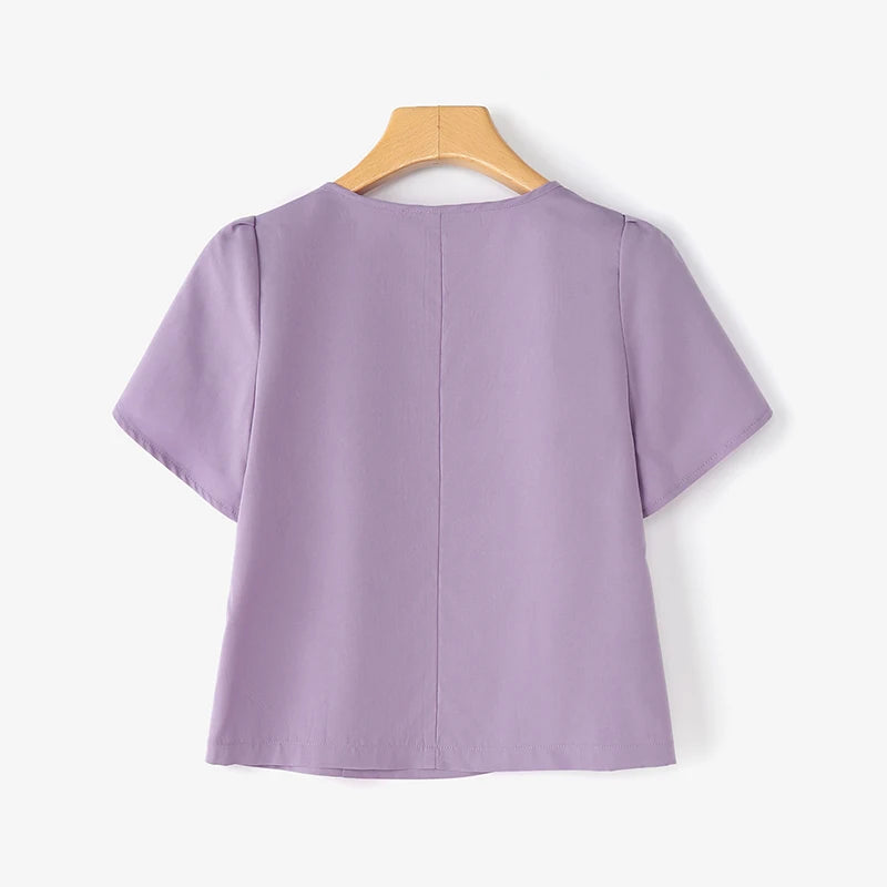 Summer Short Puff Sleeve Blouse ZANZEA Women Tunic Tops 2025 Fashion Solid Color Shirts Sexy V-Neck Casual Blusas Streetwear