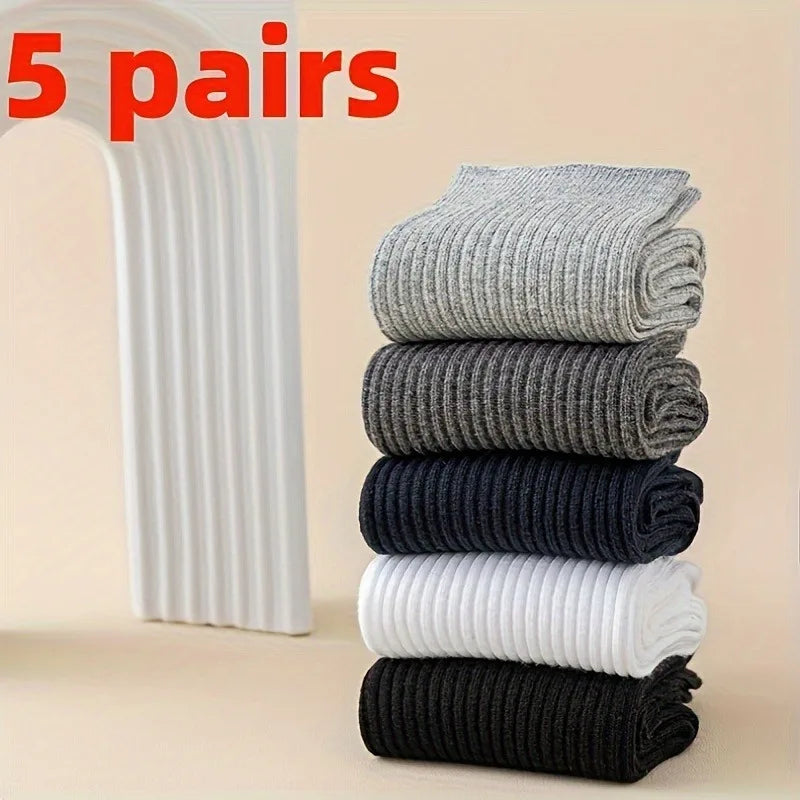 Men's Socks 5-Pair Set - Breathable and Soft, Suitable for All Seasons, Suitable for Casual Sports, Business Dress