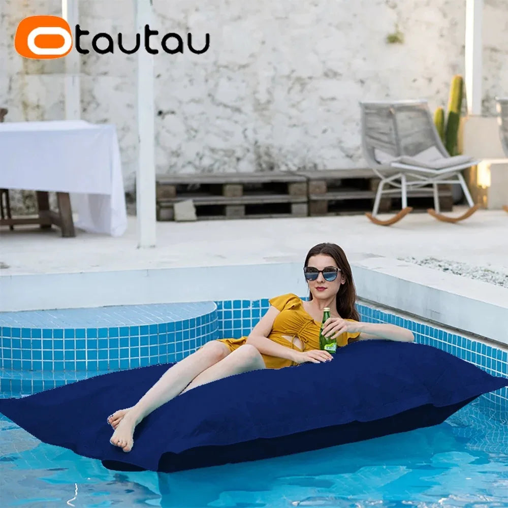 OTAUTAU Retangular Swimming Pool Floating Bean Bag Pouf Cover No Filler Waterproof Beach Pillow Sac Sofa Bed Chaise Lounge DD034