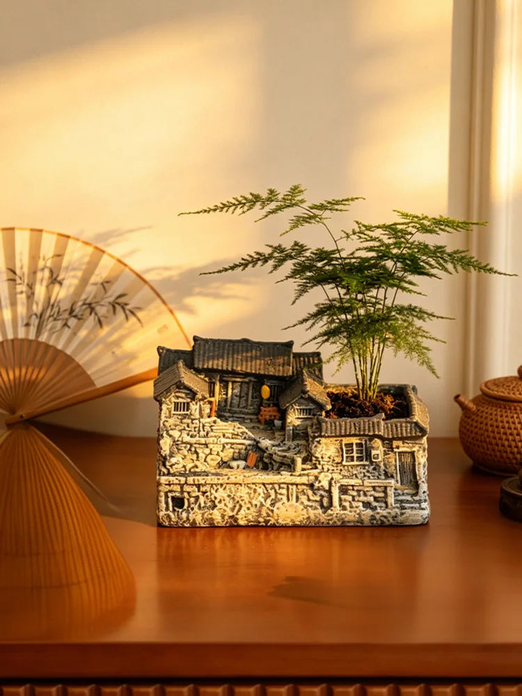 Micro Landscape Decoration Ornament Retro and Nostalgic House Ornament Home Living Room Bedroom Decoration Gift for Friends