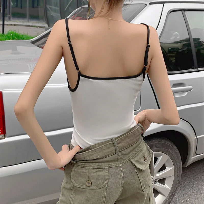 White One-Pieces Bodysuit Letter Print Lenceria Bodys Sexy Mujer Lingerie Tops Women Spaghetti Strap Body Feminino Square Collar