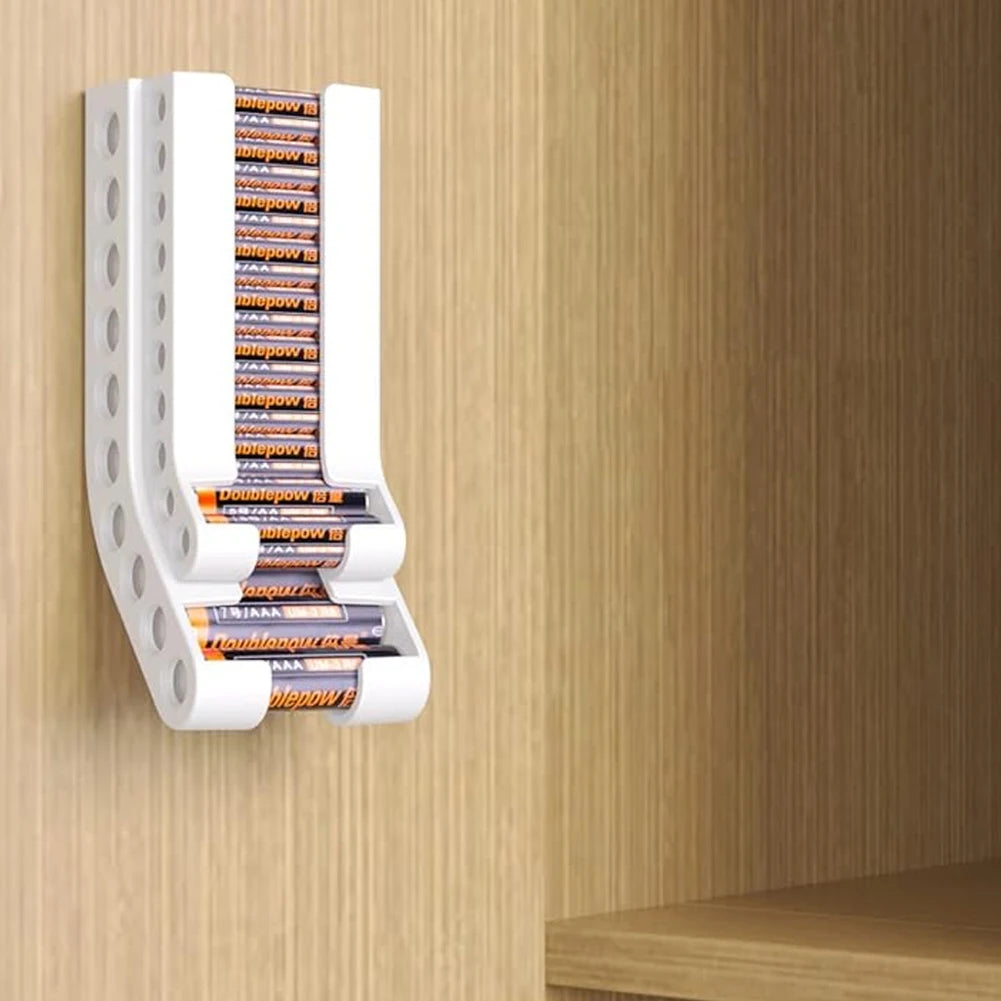 Battery Storage Organizer AA & AAA Combo Battery Keeper Holder Wall Mount Battery Dispenser Container for 10AAA & 10AA Batteries