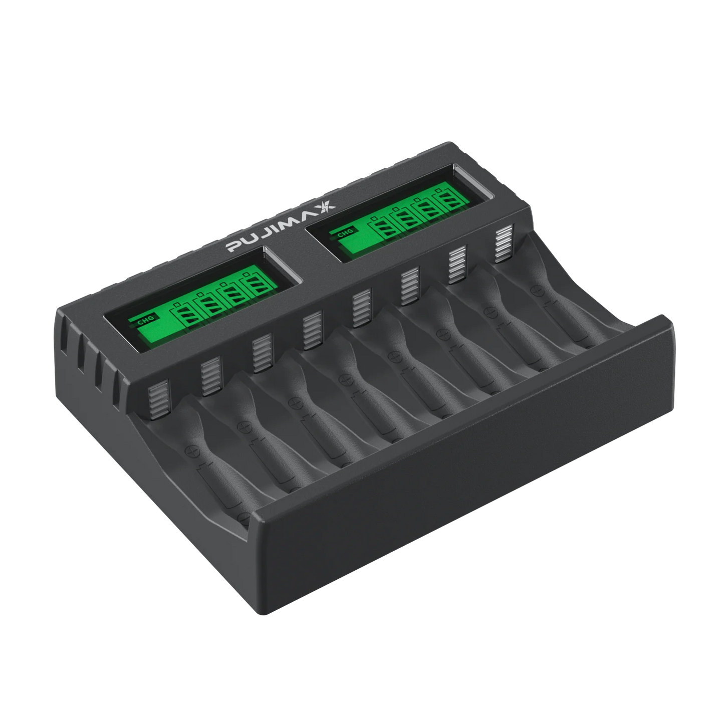 PUJIMAX 8-slot Battery Charger Suitable AAA/AA Rechargeable Battery Short Circuit Protection LED Display Ni-MH/Ni-Cd USB Charger