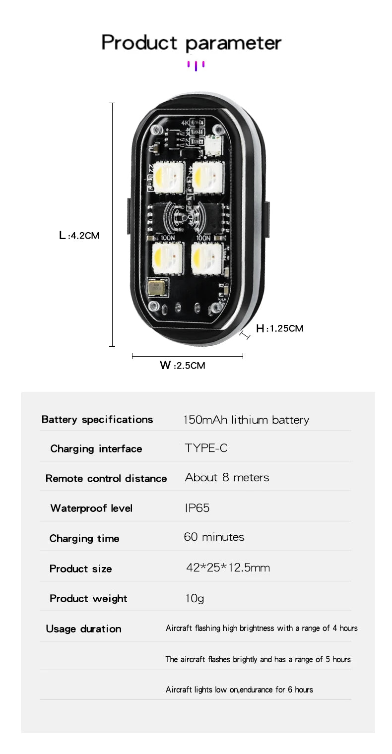 RGB Led Car Strobe Lights Motorcycle LED Flash Position Wireless Light Aircraft Airplane Helicopter Warning Lights Accessories