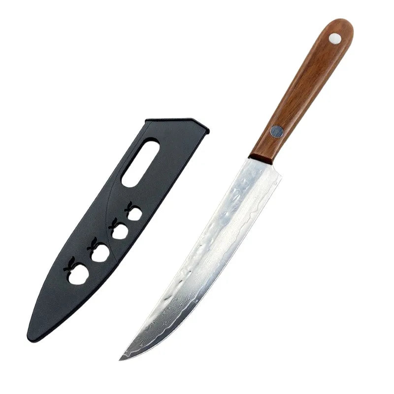 Premium 67-Layer Forged Damascus Steel Fruit Knife With Wooden Handle And Protective Sheath Meat Cutter Vegetable Slicer Knife