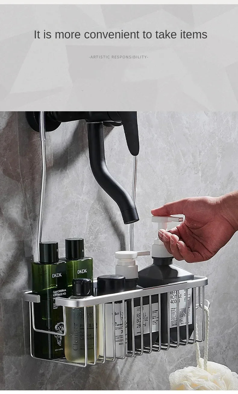 Convenient Toilet Shower Rack with No Drilling Installation Bathroom Storage Basket for Shower Room and Bath Products