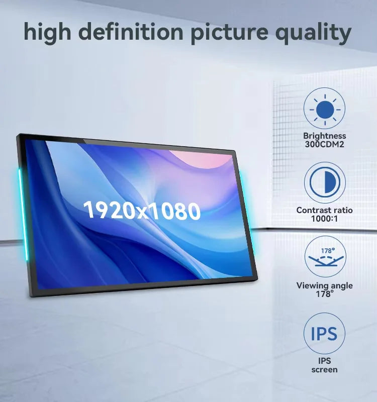 Smart Home Tablet Wall Mount with Double-Sided Lights 15.6 Inch FHD Touch Screen Android 14 8-Core 4G 32G POE for Home Automati