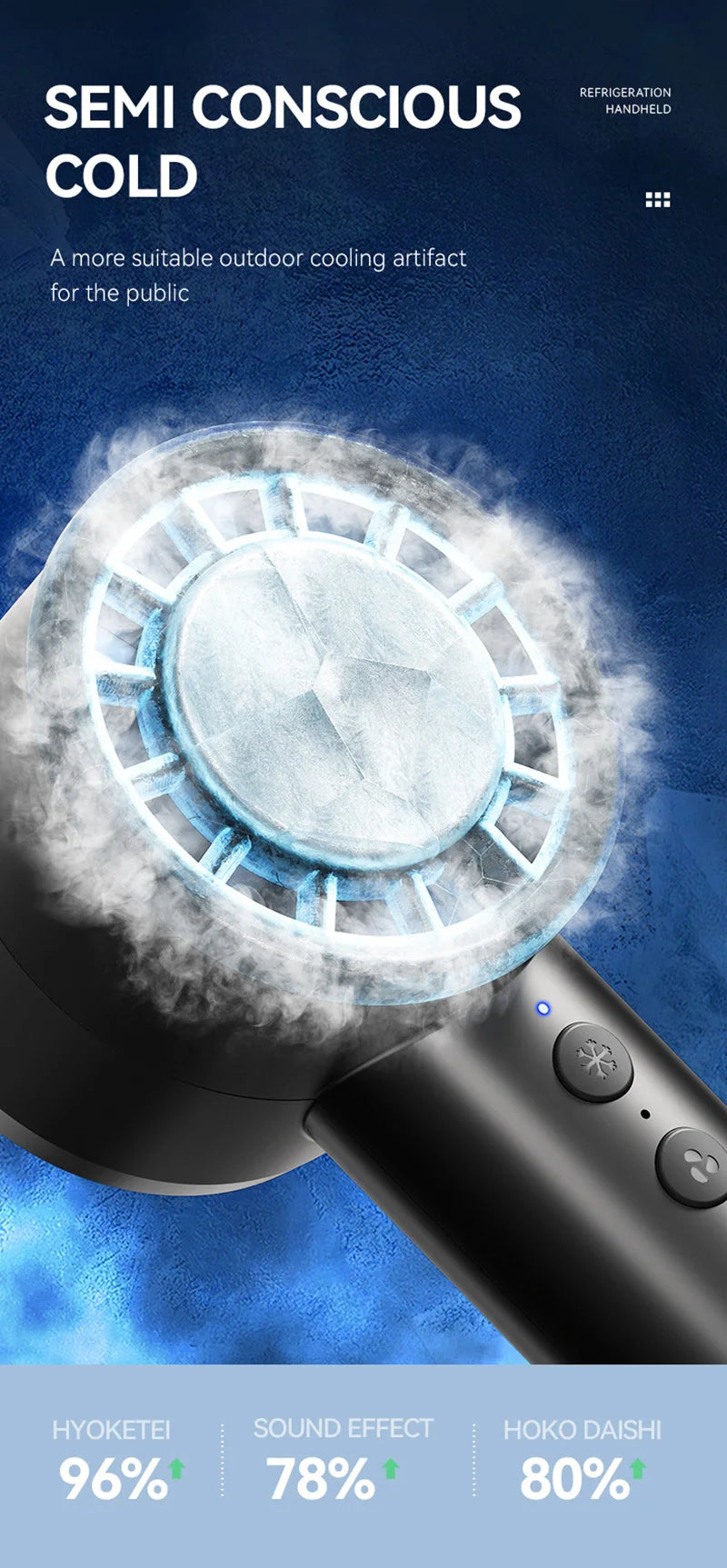 Small Fan Refrigeration Air Conditioner Portable Silent High-speed Led Display High Wind Power USB Charging Fan Handheld