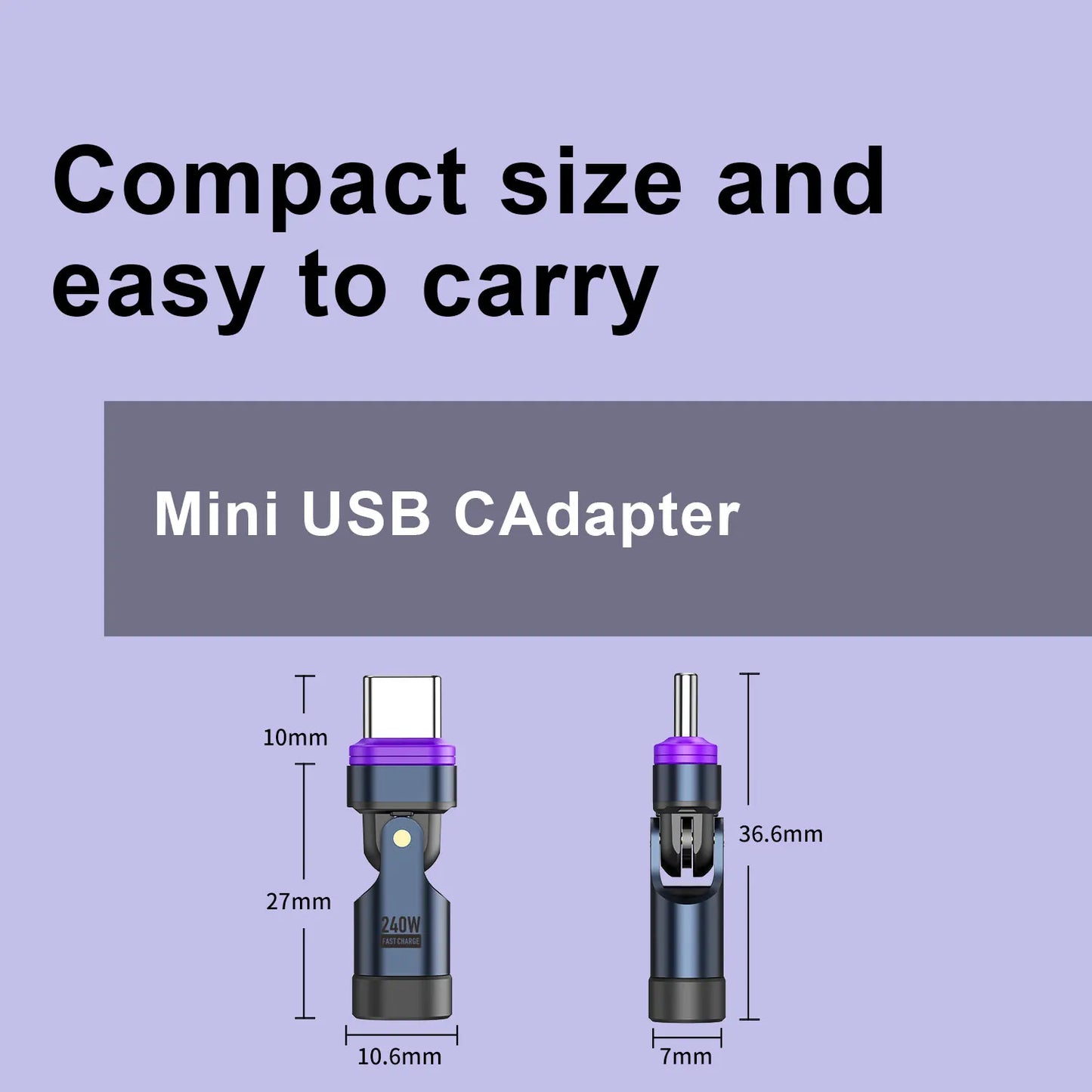 USLION 240W Type C Adapter USB-C to Type-C Fast Charging Cable Magnetic USB C Female Converter for Macbook iPhone 16 15 Xiaomi