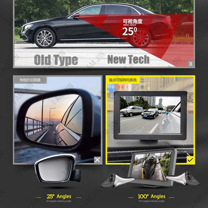 CMS Car Rear View Camera, Blind Spot Auxiliary Reversing System, Backup Side Camera Screen, IP68 Waterproof AHD Smart Monitor
