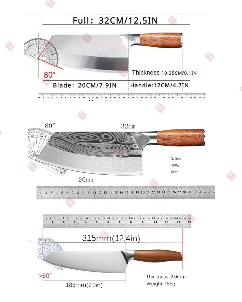 Japanese Chef Knife Professional Kitchen Knives Set Meat Cleaver Fish Fillet Slicing Santoku Knife Cooking Butcher Knife
