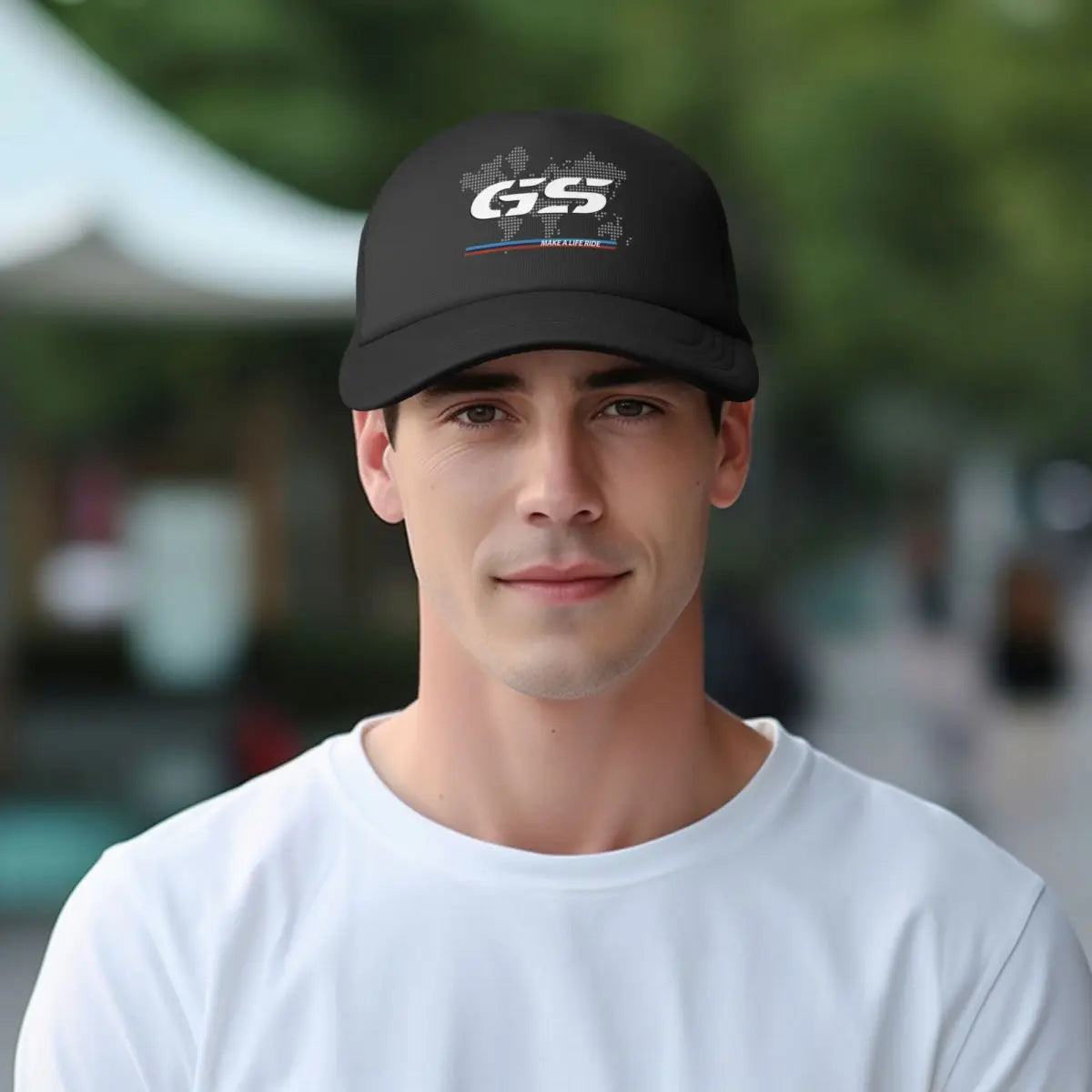 GS World Map Motorcycle Trucker Hat Adult Fashion Hats Sun Caps Fishing Hat Breathable Polyester Mesh Baseball Caps Summer
