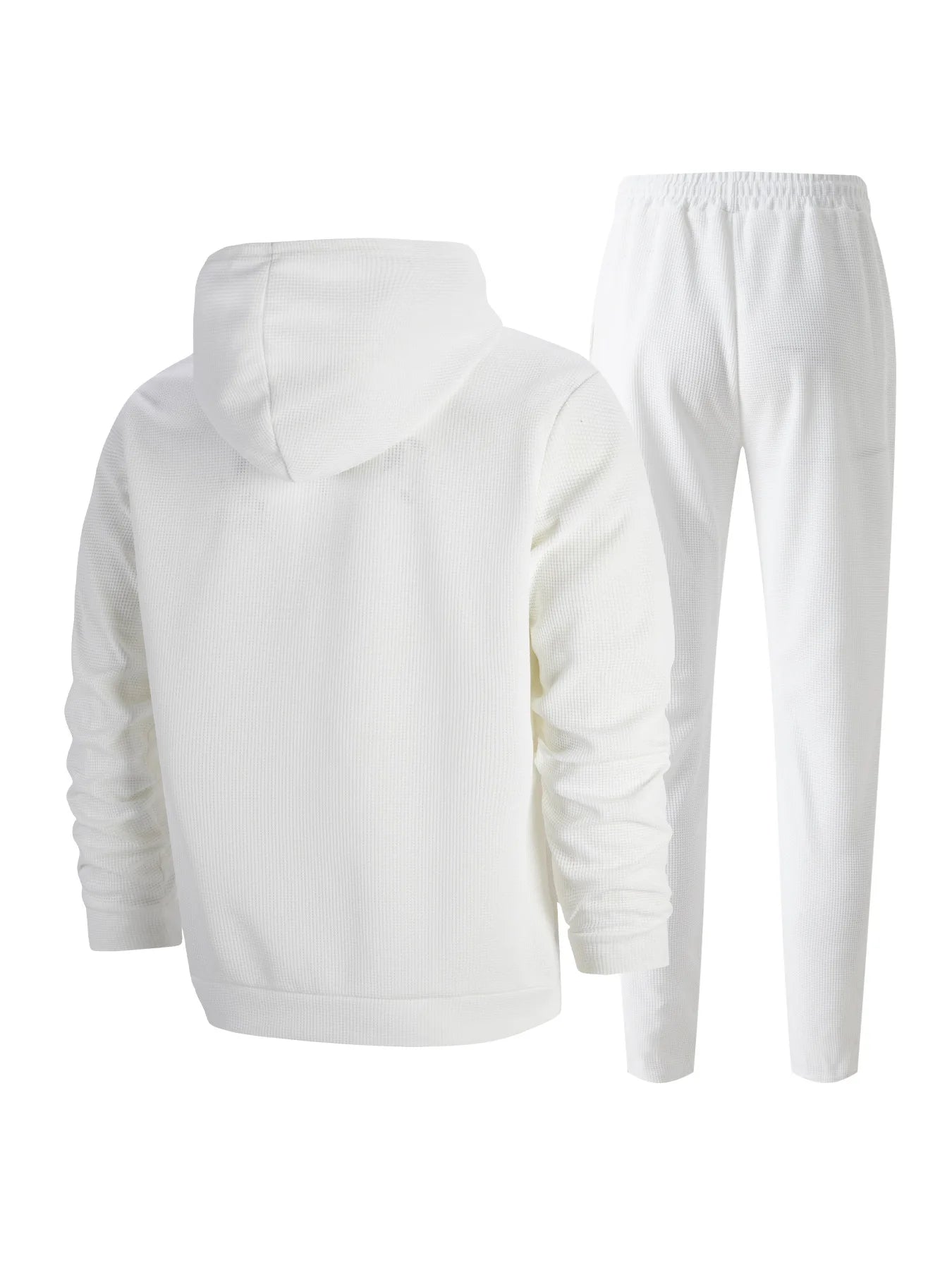 Teen Boys 2-Piece Set Waffle Knit Half-Zip Hoodie And Drawstring Pants Casual Comfortable Clothing