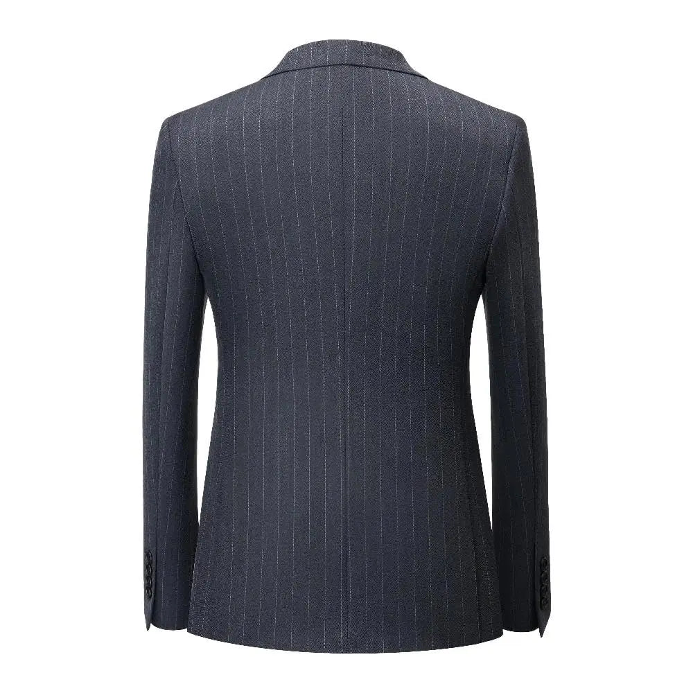 Men's 3-Piece Slim Fit Stripe Suit Blazer Jacket Vest Pants Set | Wedding Tuxedo Formal Business Prom Party US Size XXS-3XL