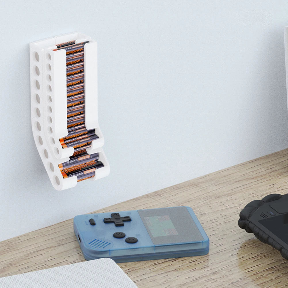 Battery Storage Organizer AA & AAA Combo Battery Keeper Holder Wall Mount Battery Dispenser Container for 10AAA & 10AA Batteries