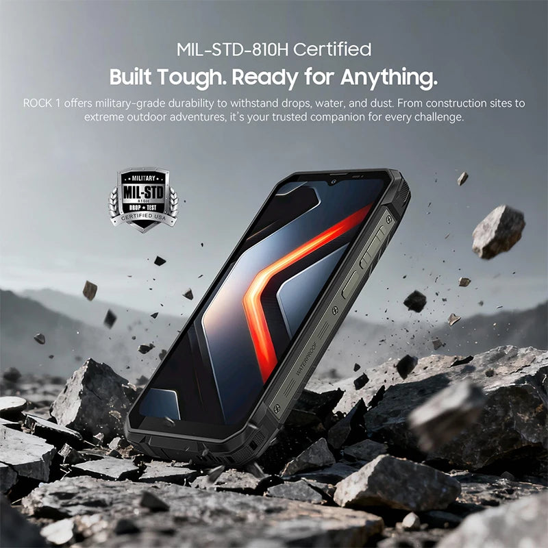 Blackview ROCK 1 AI Rugged Smartphone 6.56-inch 90Hz Display 256GB MediaTek Helio G81 Android 16 NFC Torch 15000mAh Cellphone