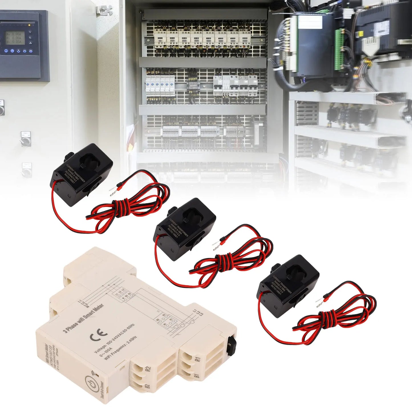 Smart Energy Meter 3 Phase Remote Control Smart Electricity Meter APP Monitoring Real Time Data with 3 Current Sensors for Home