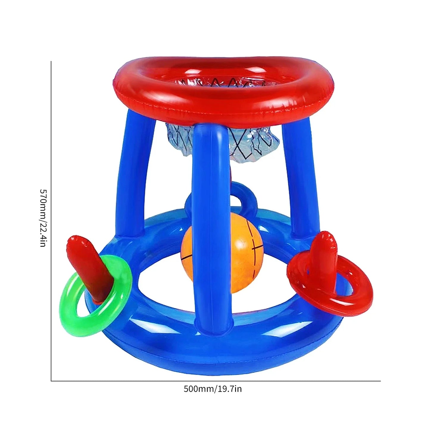 Swimming Pool Basketball Hoop Set Inflatable Floating Hoops with Ball Rings for Kids Teens Adults Perfect Competitive Water Play