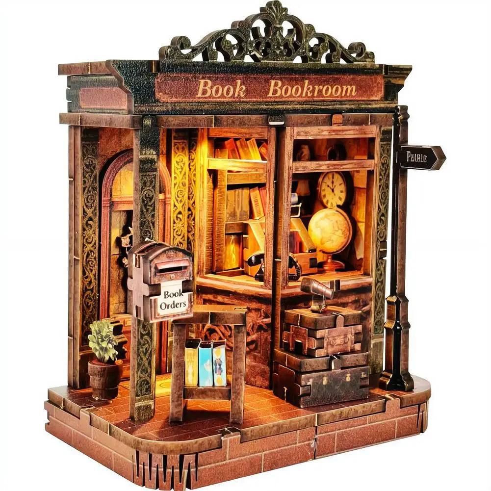 Creative Bookstore Desktop Decoration DIY Book Home Wooden Building 3D Hand-assembled Building Model Highquality Furnishing Gift