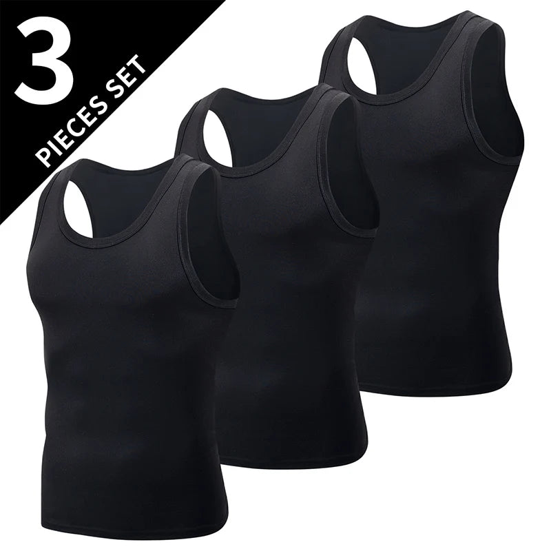 1/3 Men's Tank Top Four Seasons Black and White Solid Color Narrow Shoulder Casual Sports Fitness Comfortable Home Top Trendy