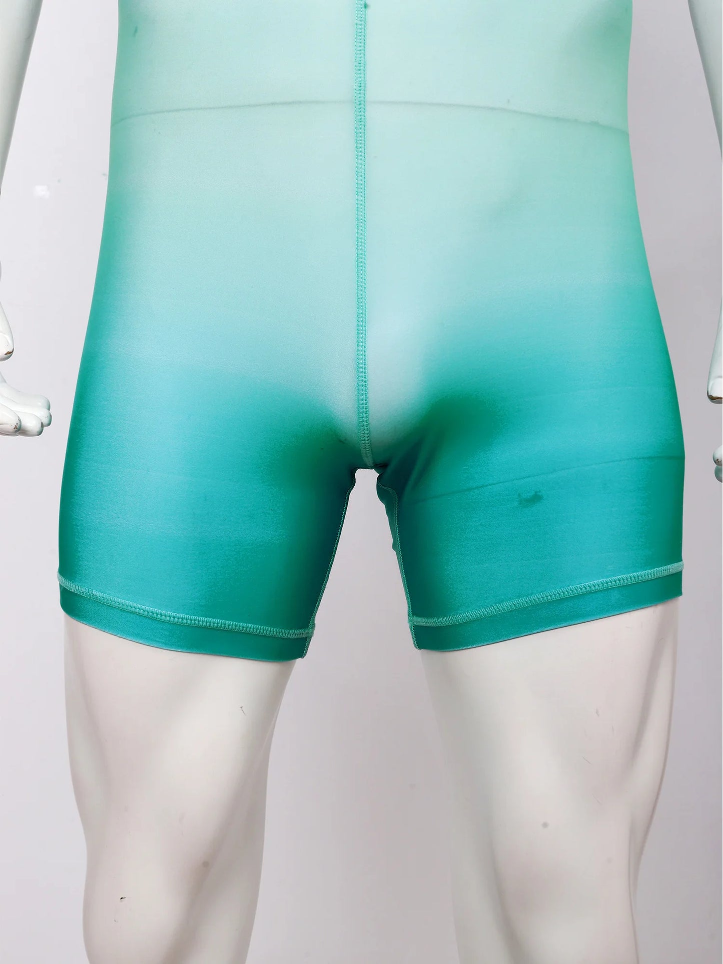 Men Gradient Bodysuit Rash Guard Swimwear Wetsuit Short Sleeve Zipper Bathing Suit Surfing Beach Pool Water Sports Wimsuit