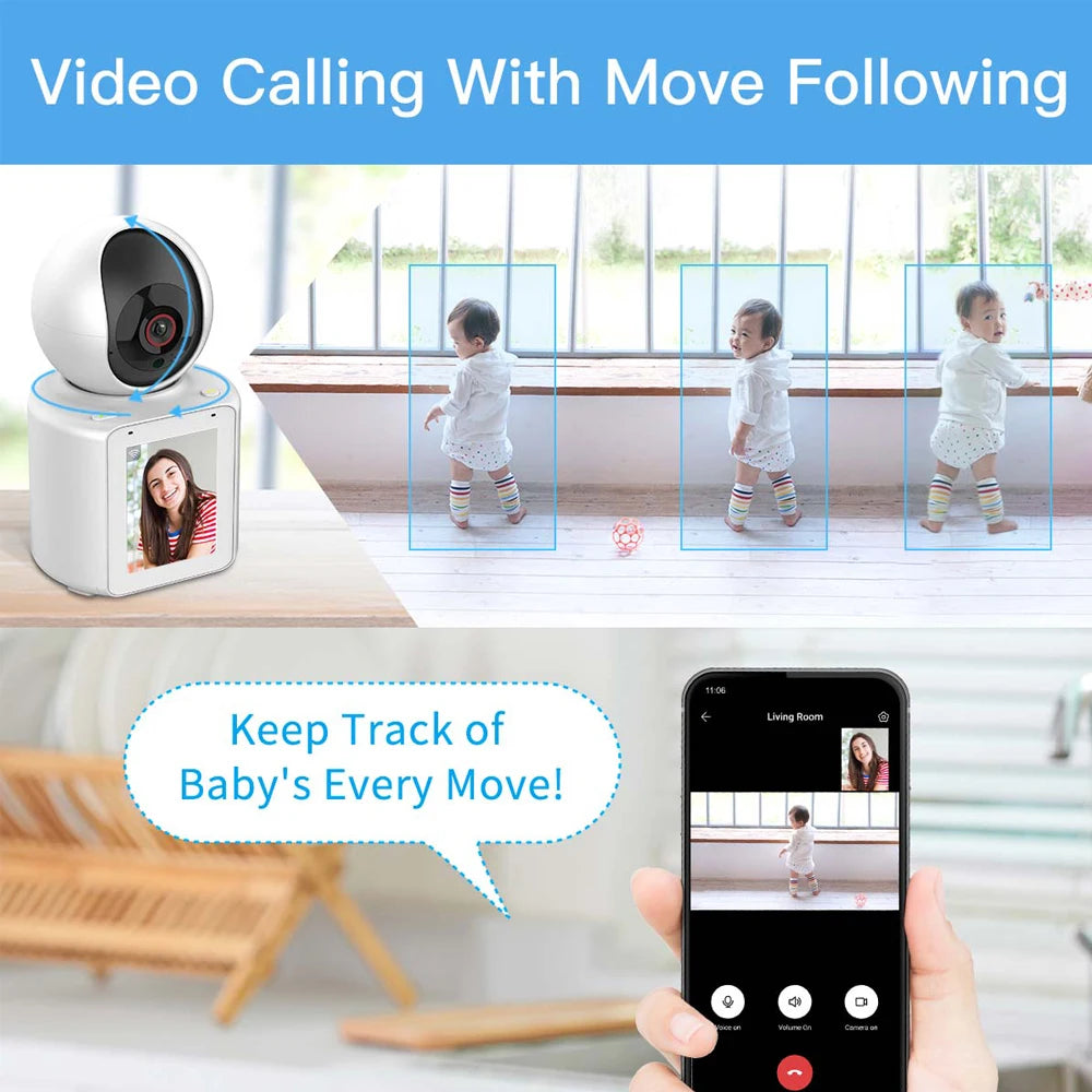 Security WIFI Camera with Screen Watch 1080P Two-way Audio Video Calling PTZ Home CCTV Surveillance Wi-Fi Baby Monitor Camera