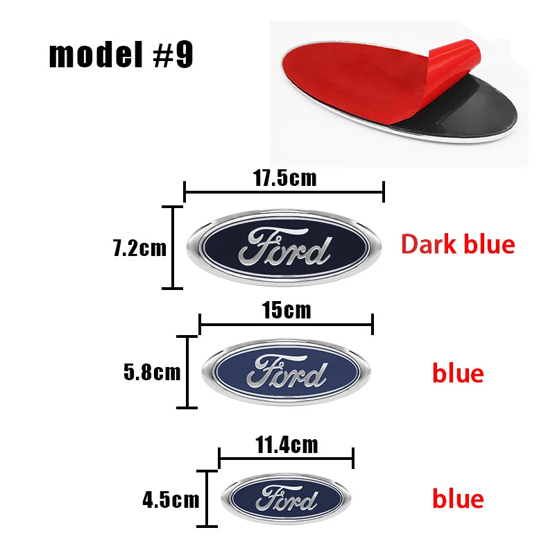 For Ford Focus Fiesta Ranger Mondeo Mustang Car Badge Front Grille Rear Trunk Hood Lid Logo Decor Cover Emblem Auto Accessories