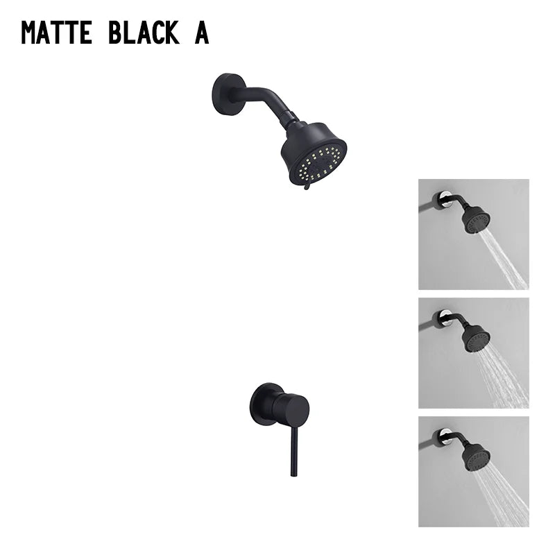 High Quality Brushed Gold Wall Mounted Bathroom Shower Mixer Brass Faucet Hot Cold Water Mixer Tap ABS Head Rainfall Shower Set