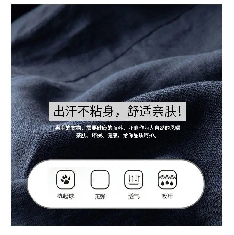 2026Summer Linen Suit Sets Men's Blazers Pants Suit Loose Casual High Street Sunscreen Jackets Long Trousers Set Male Clothes