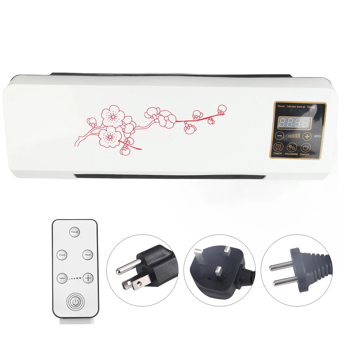 Air Heater Fan Electric Air Conditioner Fan Wall Mount Easy  Temperature  Timer Heating and Cooling Fan Electric Heating Fan