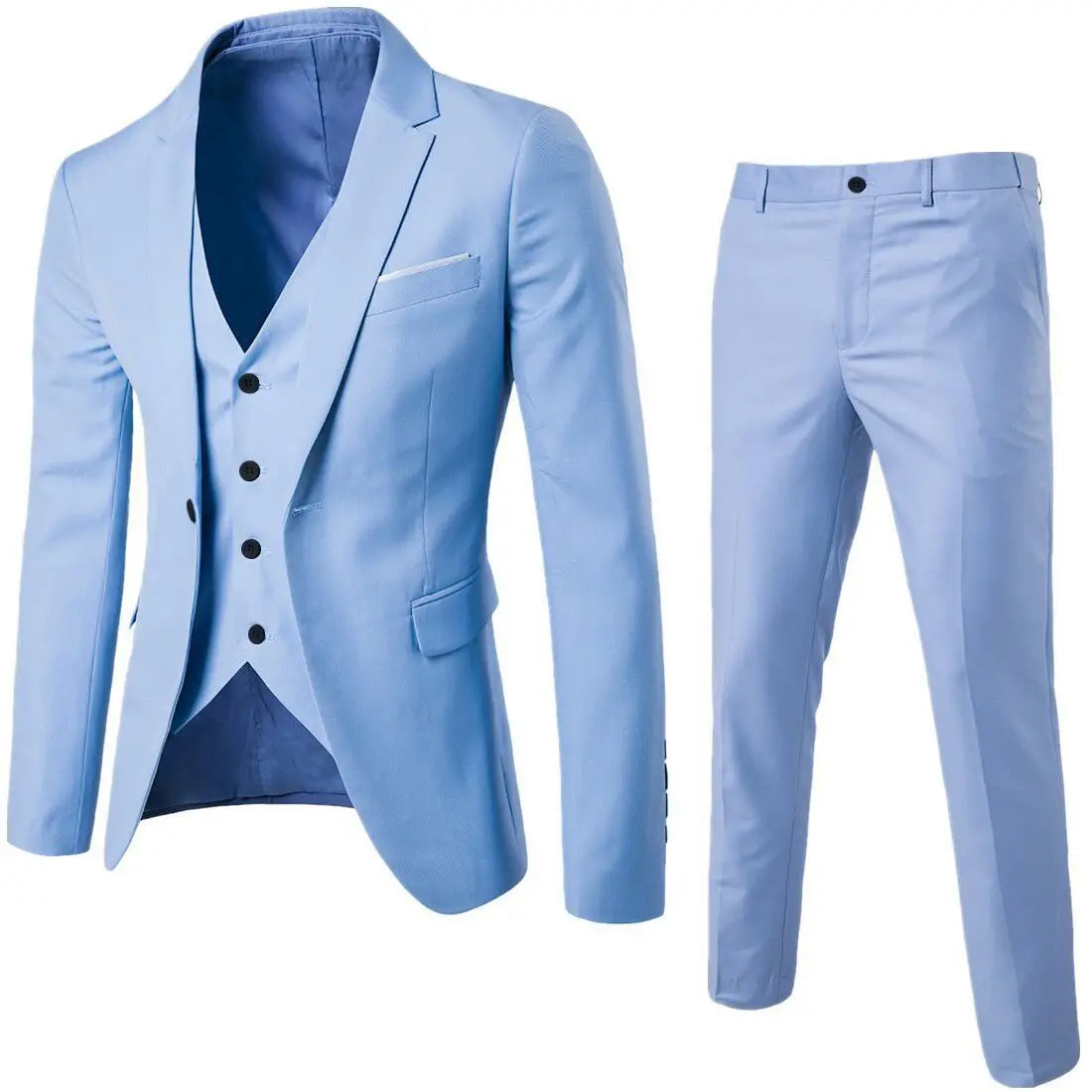 Men Three Piece Suit Sets Full Sleeve Blazers Long Pants Turn Down Collar Slim Fit Evening Wedding Formal Classic 2026 Spring