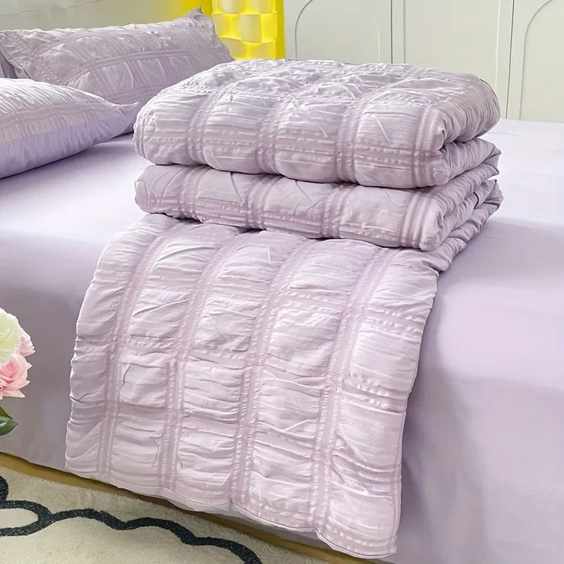 Modern Bedroom Bedding Kit Lightweight Seersucker Quilt Set Soft Breathable Comfortable Bed Linen For Year Round Daily Use