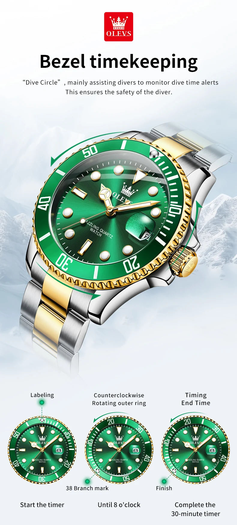 OLEVS 5885 Man Watch Original Brand Waterproof Quartz Watch Stainless Steel Strap Automatic Date Mens Gifts Watches For Man