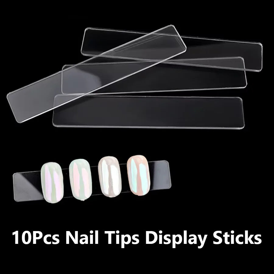 Empty Press on Nails Storage Box False Nail Packaging Set with Double-sided Adhesive Tape And 10 Acrylic Nail Display Sticks