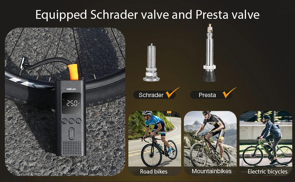150psi Bicycle Pump Portable Wireless Digital Inflator with Schrader Presta Valve For Car Motorcycle Ball MTB Bike Accessories