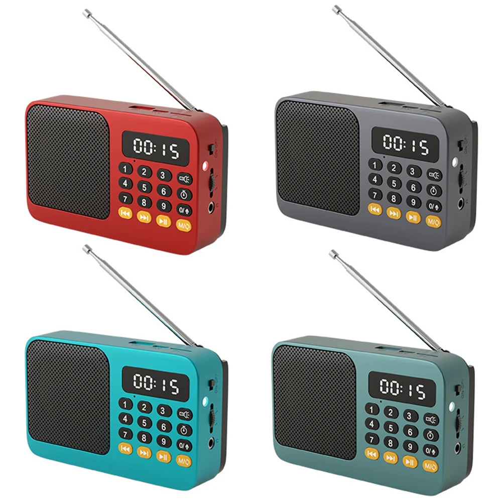 Bluetooth 5.0 Portable FM Radio Small Emergency Recargable Sound Box Mini Vintage Speaker Mp3 Player Support TF Card USB Drive