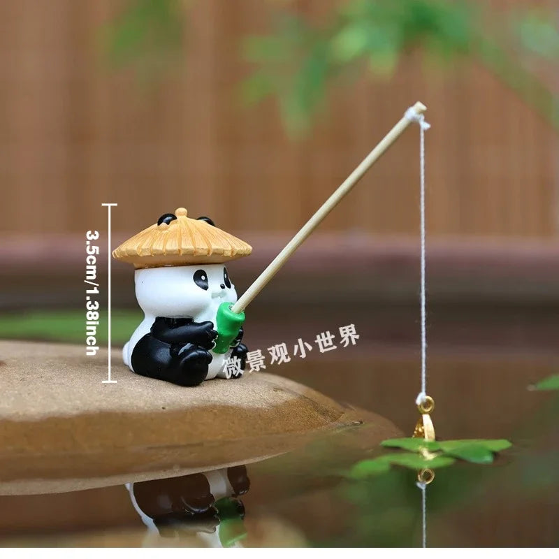 Aquarium Decoration Mini Fishing Panda Fishing Frog Fish Tank DIY Landscaping Ornaments Home Garden Pond Decorations
