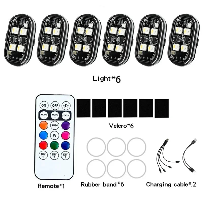 RGB Led Car Strobe Lights Motorcycle LED Flash Position Wireless Light Aircraft Airplane Helicopter Warning Lights Accessories