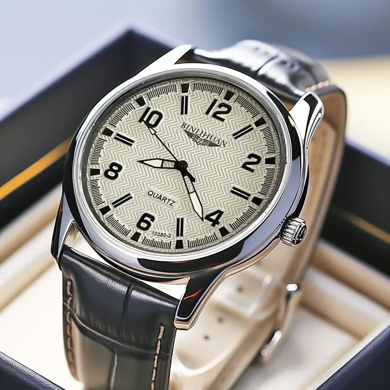 Top Brand Man Wristwatch Luxury Business Waterproof Men Watch For Men Quartz Clock Leather Men's Watches reloj+Box Men's Gift